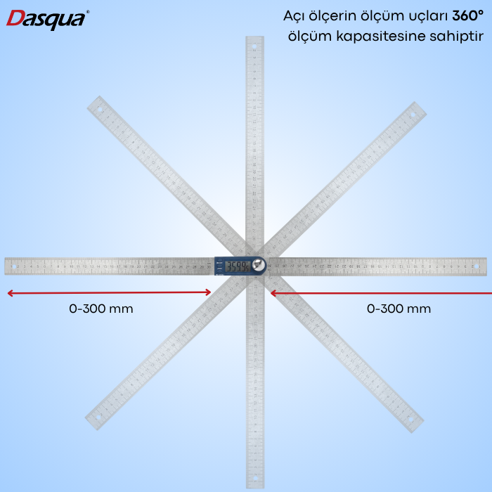 Dasqua 1022-0300 Açı Ölçer, 0° ile 360° arasında tam açı ölçümü